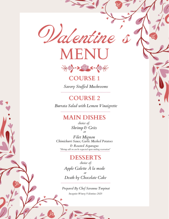 Valentine's Dinner 2025 (Price is per Couple)